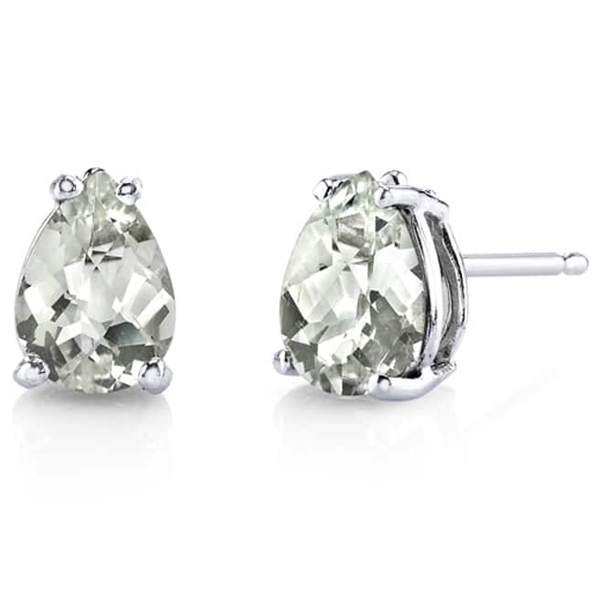 Oravo 14 Karat White Gold Pear Shape Gemstone Stud Earrings
