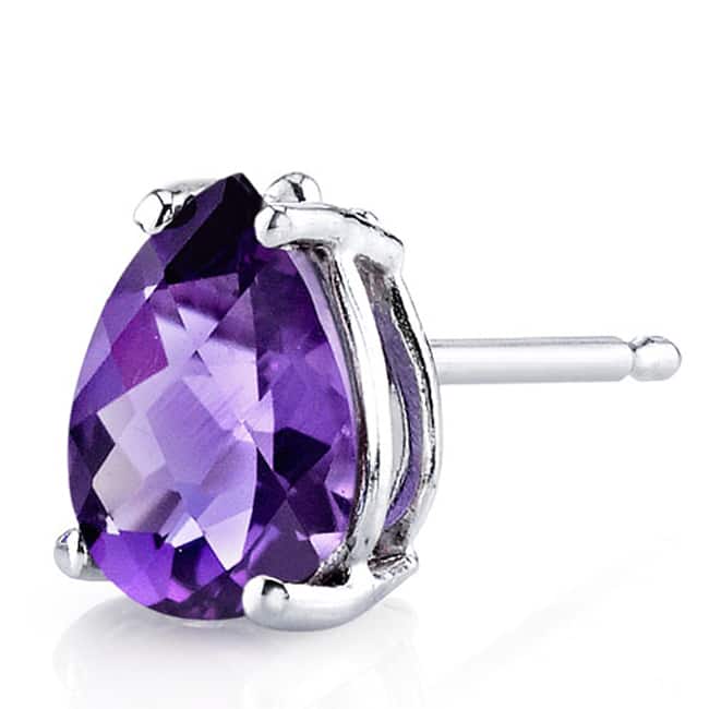 Oravo 14 Karat White Gold Pear Shape Gemstone Stud Earrings