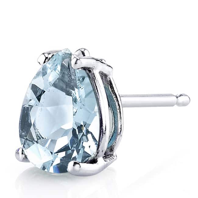 Oravo 14 Karat White Gold Pear Shape Gemstone Stud Earrings