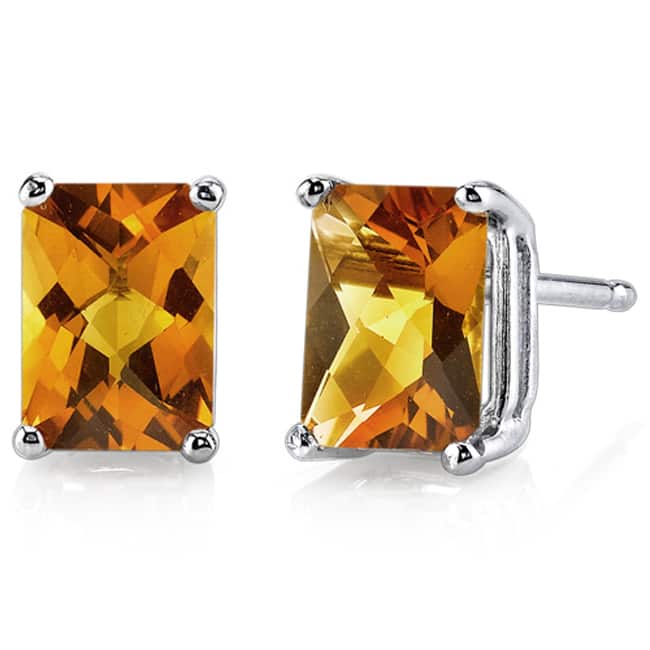 Oravo 14k White Gold Radiant-cut Gemstone Stud Earrings - Citrine