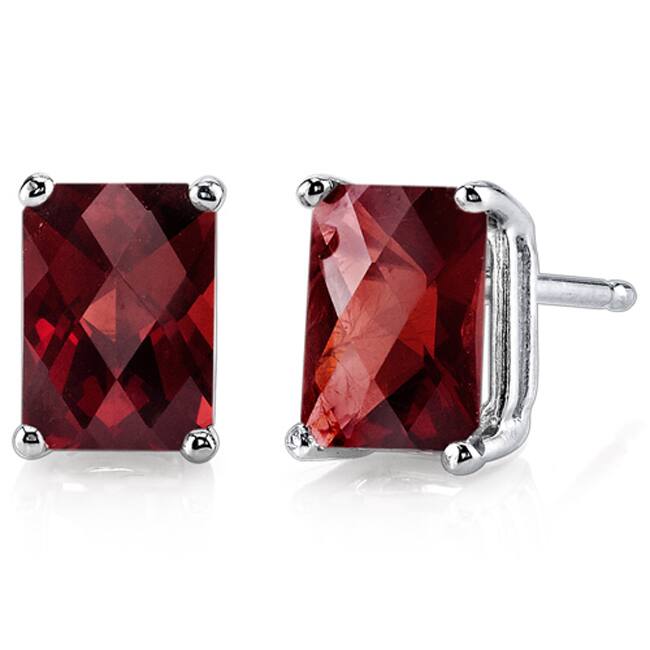 Oravo 14k White Gold Radiant-cut Gemstone Stud Earrings - Garnet