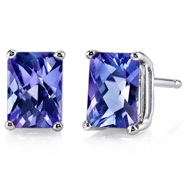 Oravo 14k White Gold Radiant-cut Gemstone Stud Earrings - Created Alexandrite