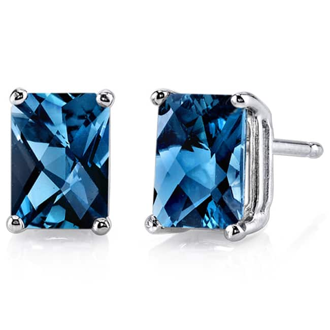 Oravo 14k White Gold Radiant-cut Gemstone Stud Earrings - London Blue Topaz