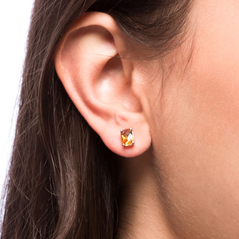 Oravo 14k White Gold Radiant-cut Gemstone Stud Earrings