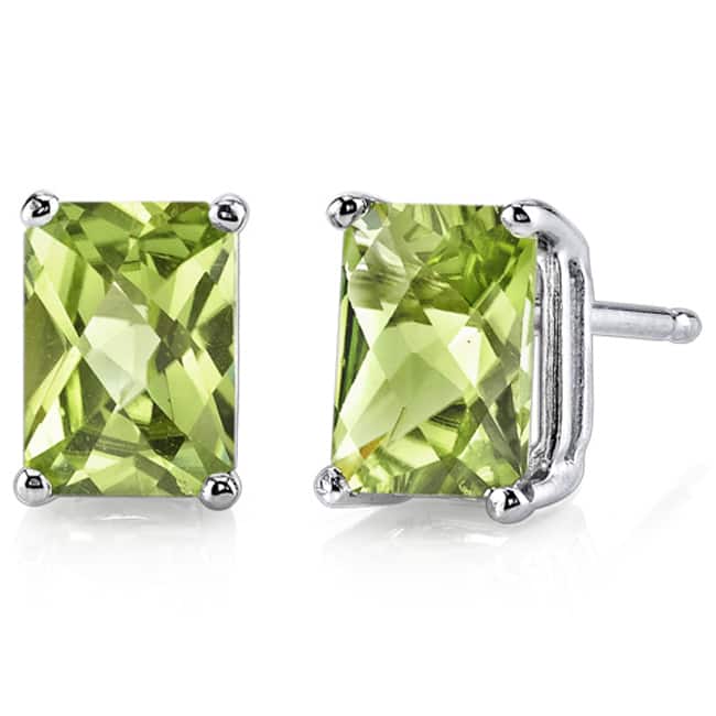 Oravo 14k White Gold Radiant-cut Gemstone Stud Earrings - Peridot