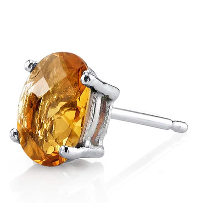 Oravo 14k White Gold Oval-cut Gemstone Stud Earrings