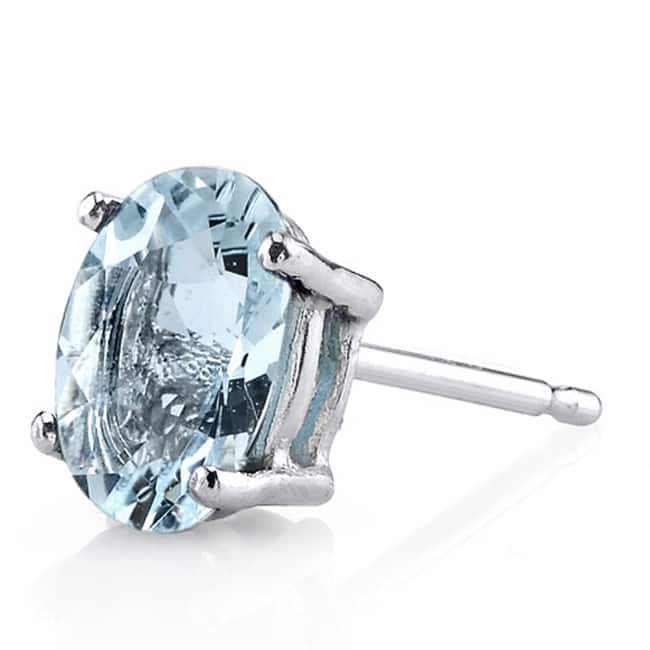 Oravo 14k White Gold Oval-cut Gemstone Stud Earrings