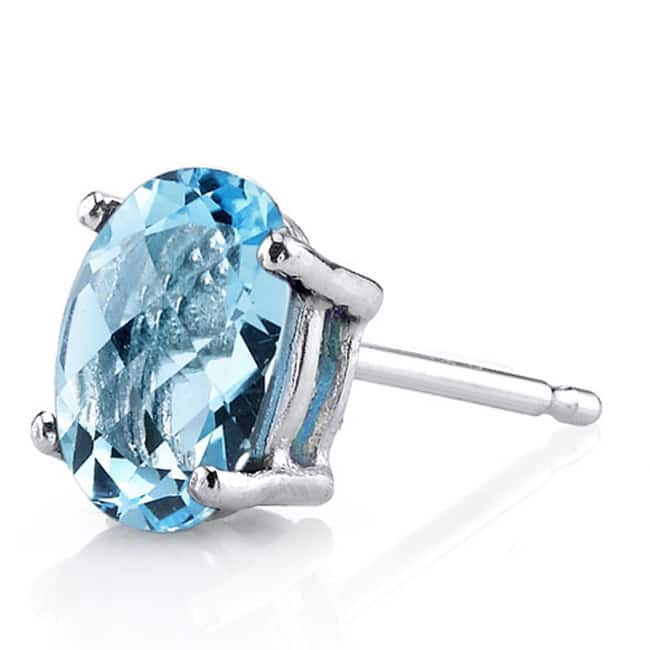 Oravo 14k White Gold Oval-cut Gemstone Stud Earrings