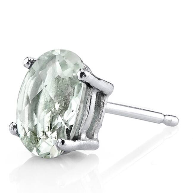 Oravo 14k White Gold Oval-cut Gemstone Stud Earrings