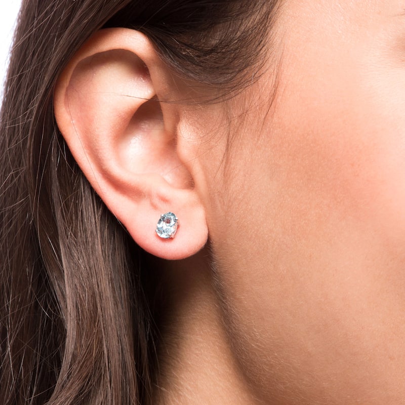 Oravo 14k White Gold Oval-cut Gemstone Stud Earrings