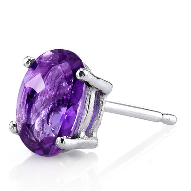 Oravo 14k White Gold Oval-cut Gemstone Stud Earrings