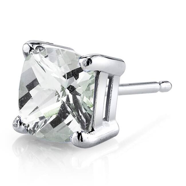 Oravo 14k White Gold Cushion-cut Gemstone Stud Earrings