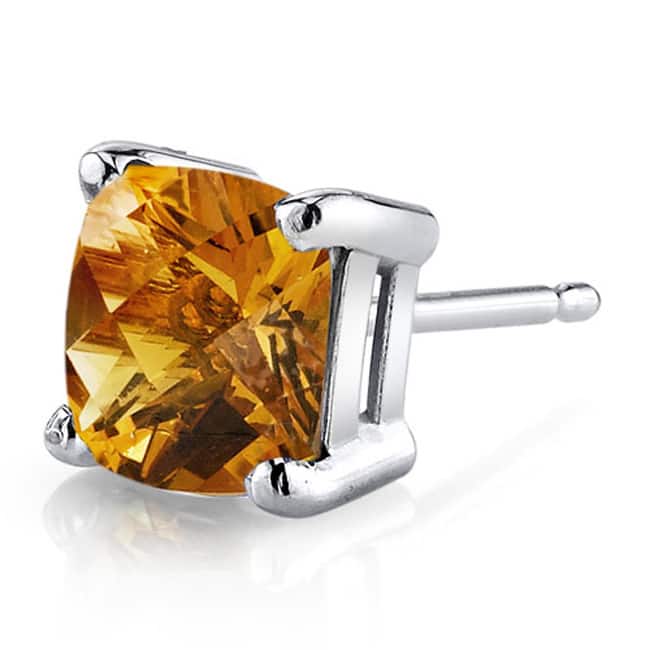 Oravo 14k White Gold Cushion-cut Gemstone Stud Earrings
