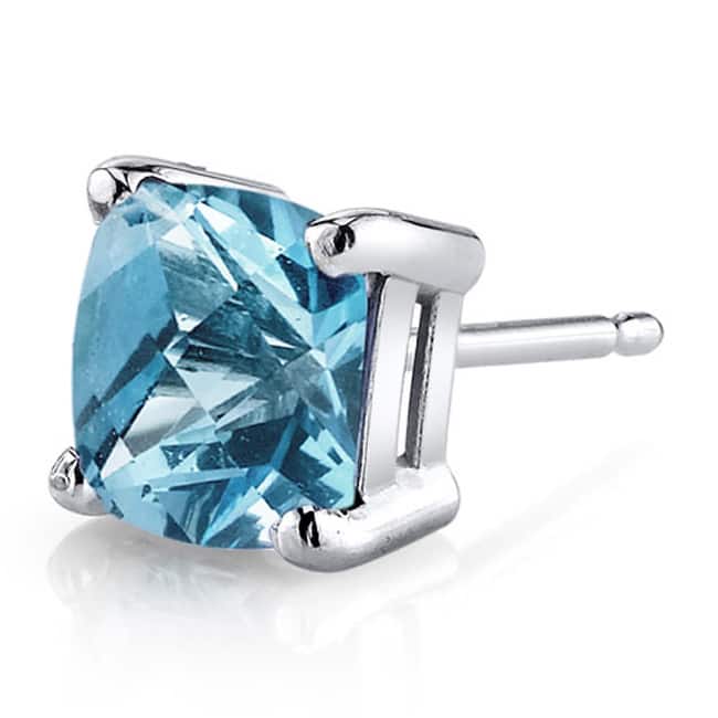 Oravo 14k White Gold Cushion-cut Gemstone Stud Earrings