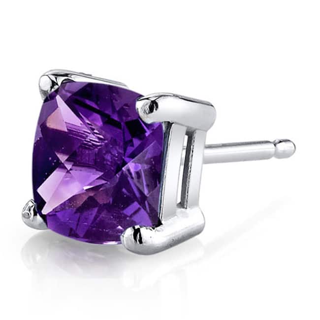 Oravo 14k White Gold Cushion-cut Gemstone Stud Earrings