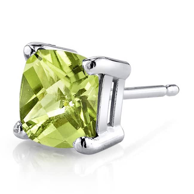 Oravo 14k White Gold Cushion-cut Gemstone Stud Earrings