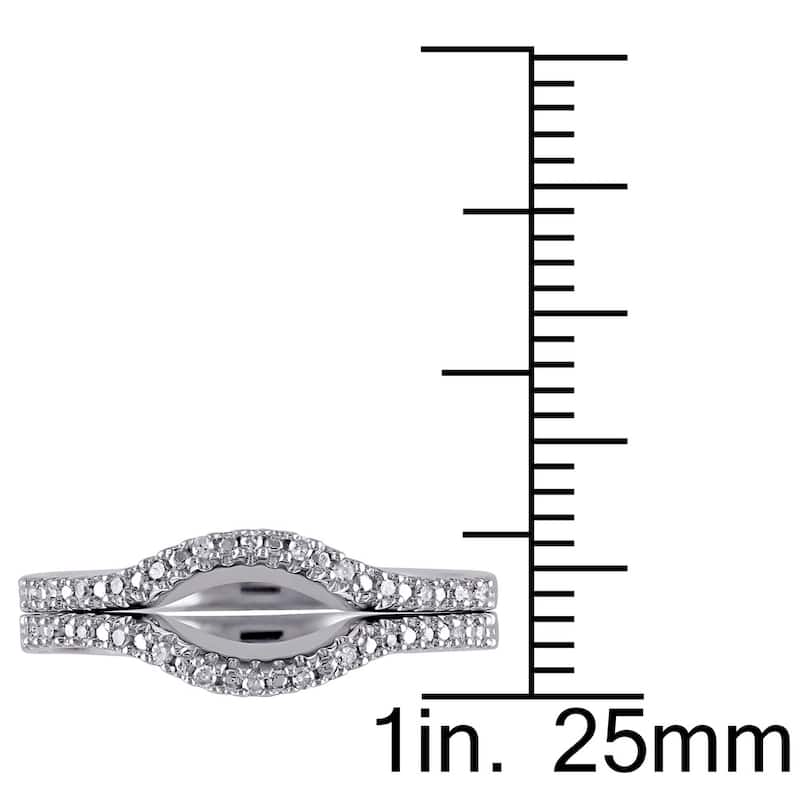Miadora Sterling Silver 1/10ct TDW Diamond Open-circle Wedding Band Set