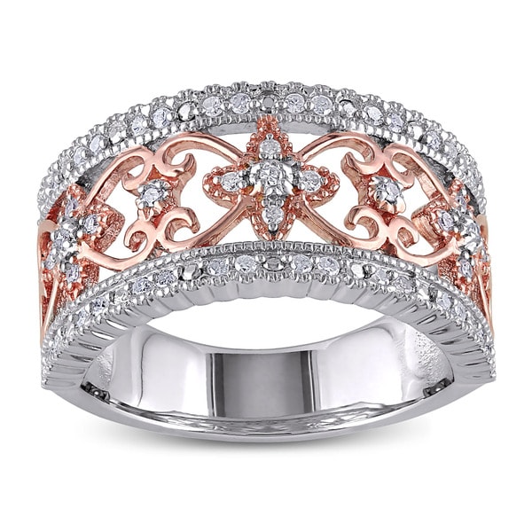 Miadora Two-tone Silver 1/4ct TDW Vintage Diamond Ring