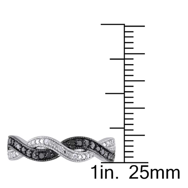 Miadora Sterling Silver Black and White Diamond Infinity Cross Over Ring