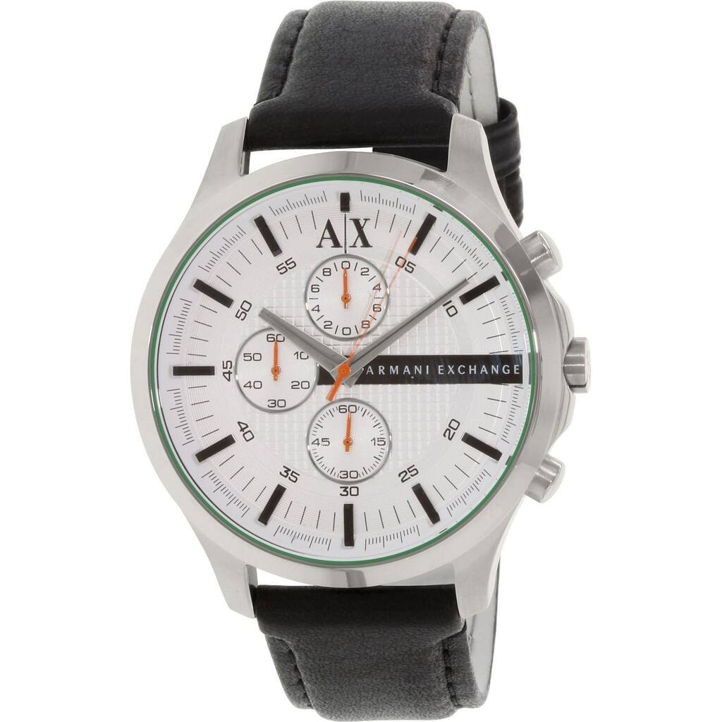 Armani Exchange Men's Black Leather Quartz Watch