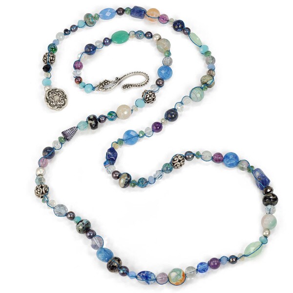 Sweet Romance Gemstone Beads and Pearls Amethyst Long Necklace