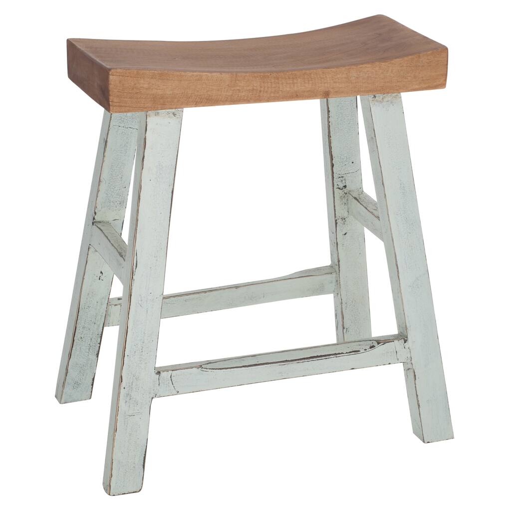 Two-Tone Curved Solid Wood Stool
