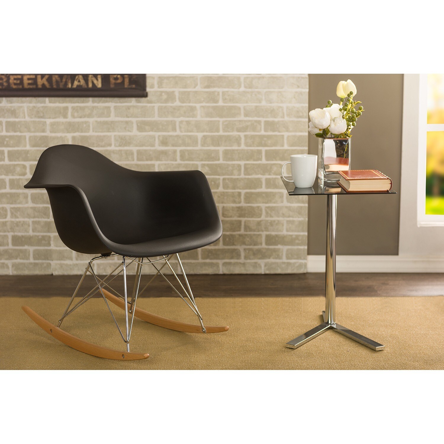 Shop Baxton Studio Dario Black Plastic Mid-century Modern Rocking Chair - Free Shipping On 