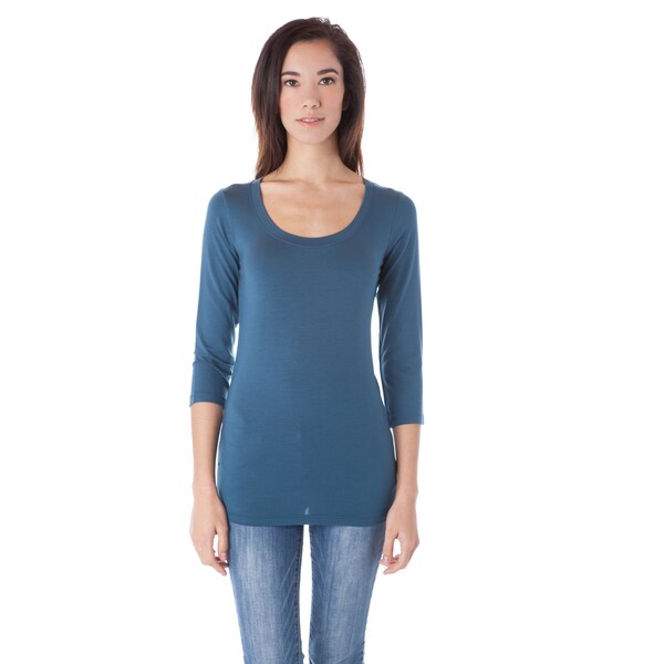 AtoZ Women's Modal 3/4 Sleeve Scoop Neck Top - Free Shipping On Orders ...