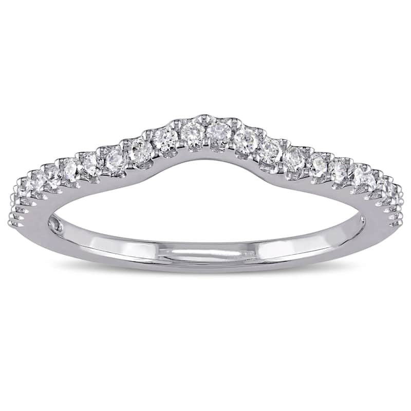 Miadora 14k White Gold 1/4ct TDW Diamond Curved Wedding Band