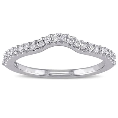 Miadora 14k White Gold 1/4ct TDW Diamond Curved Wedding Band