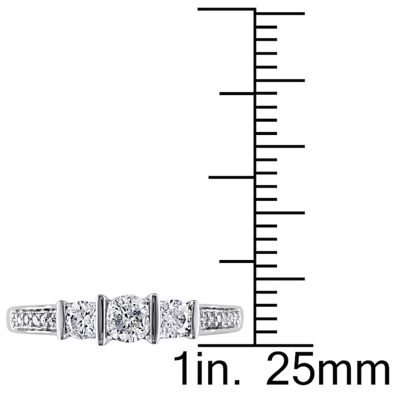 Miadora 10k White Gold 1/2ct TDW Diamond 3-stone Engagement Ring