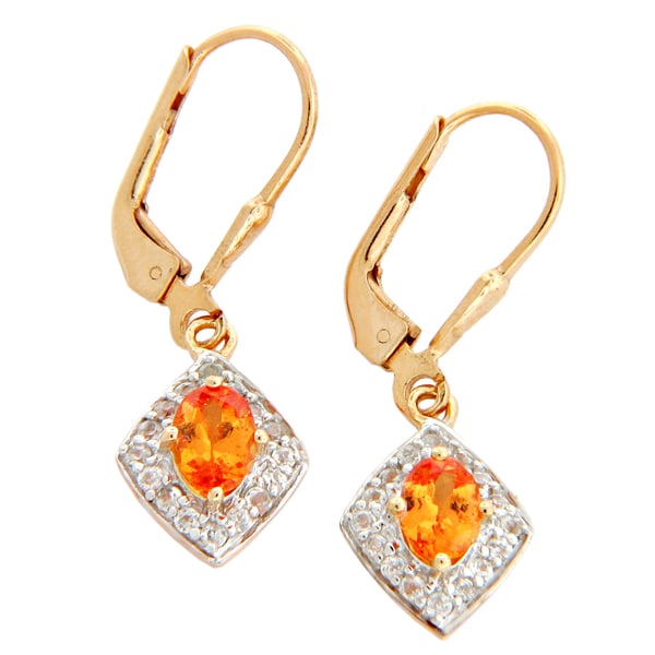Gold Plated Sterling Silver Mandarin Garnet Leverback Earrings Gold Plated Sterling Silver Mandarin Garnet Leverback Earrings