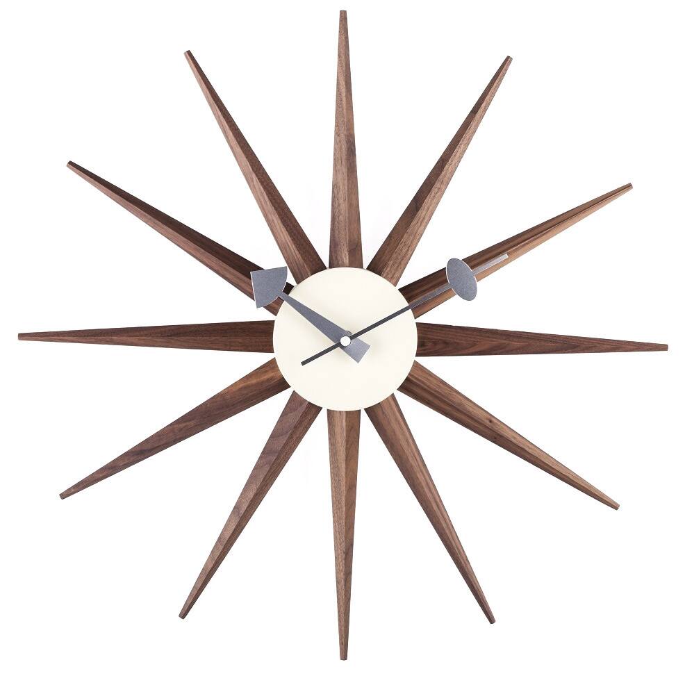 Hans Andersen Home Walnut Sunburst Clock