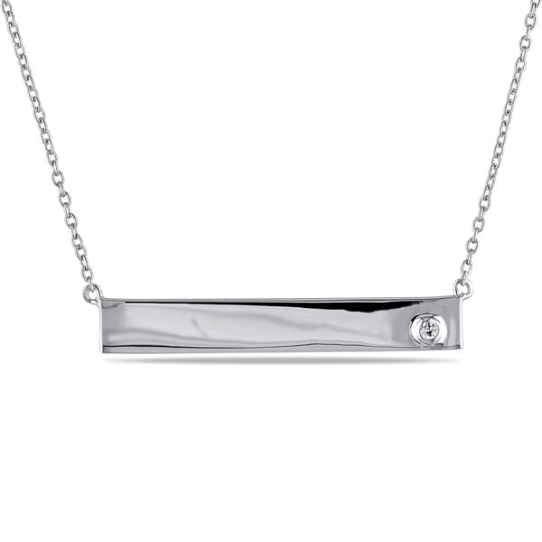 Miadora Sterling Silver White Sapphire Bar Necklace