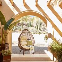 Cutter Teardrop Wicker Lounge Chair with Cushion by Christopher Knight Home