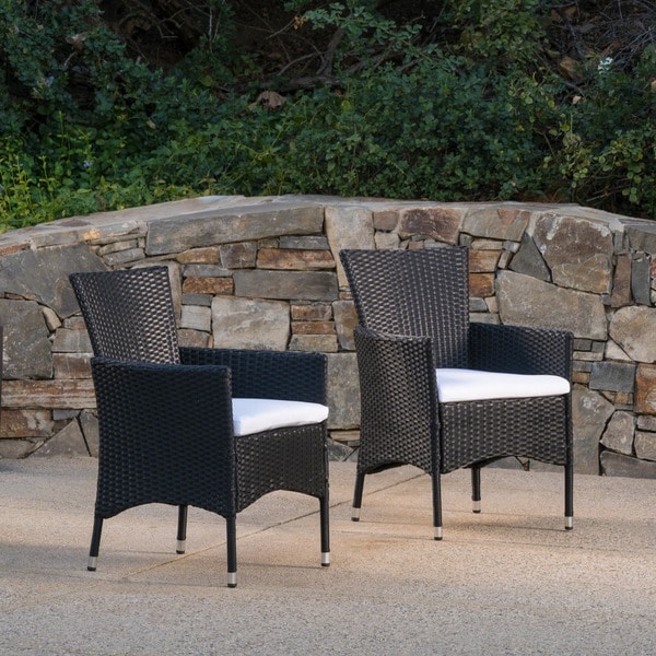 Malta Outdoor Wicker Dining Chair with Cushion by Christopher Knight Home (Set of 2) - Free Shipping Today - Overstock.com - 17298403