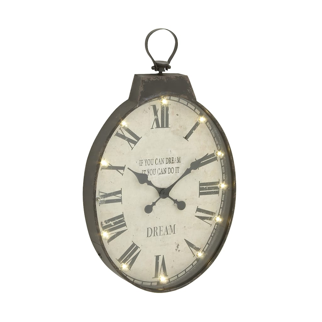 Vintage Themed Metal LED Wall Clock