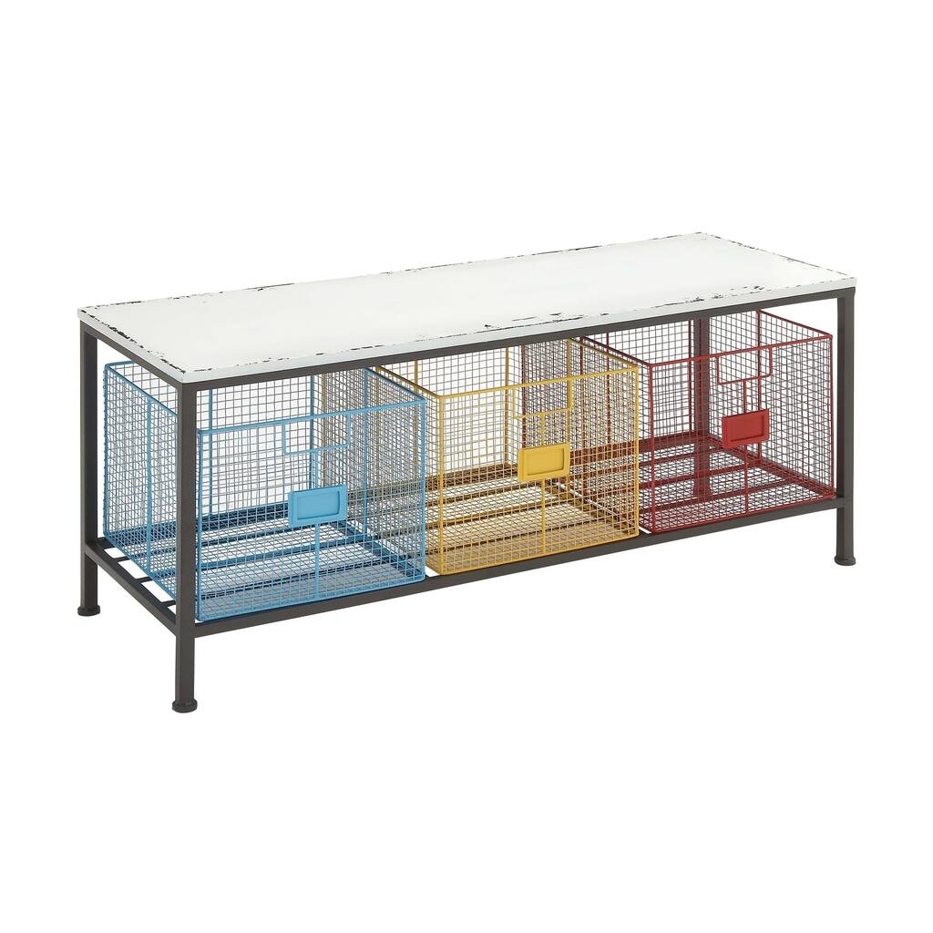 Strongly Built Metal Wood Storage Bench