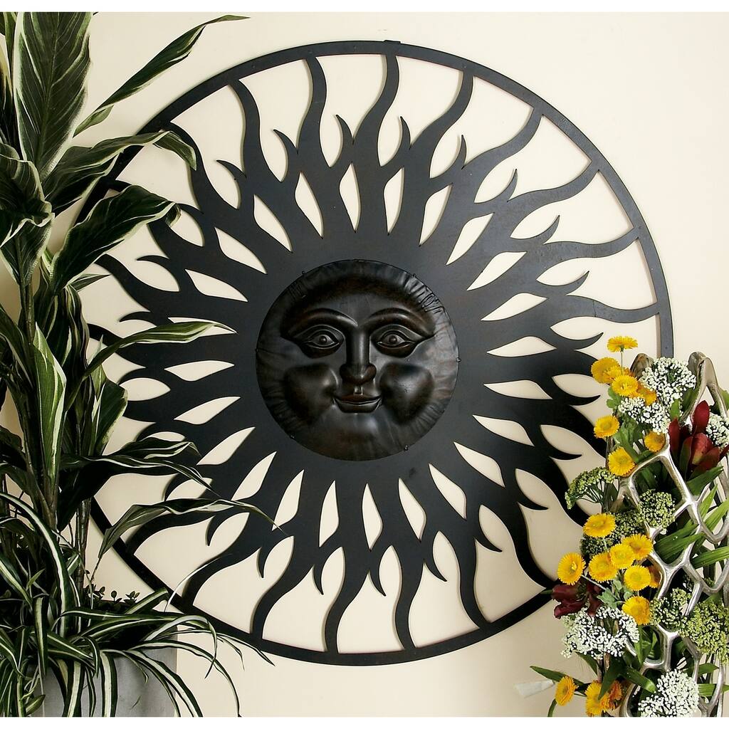 Graceful Metal Outdoor Sun Face Wall Plaque