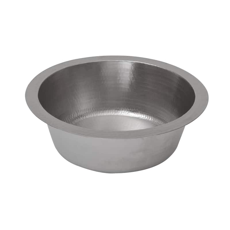 14-inch Round Hammered Copper Prep Sink in Nickel (BR14EN3)