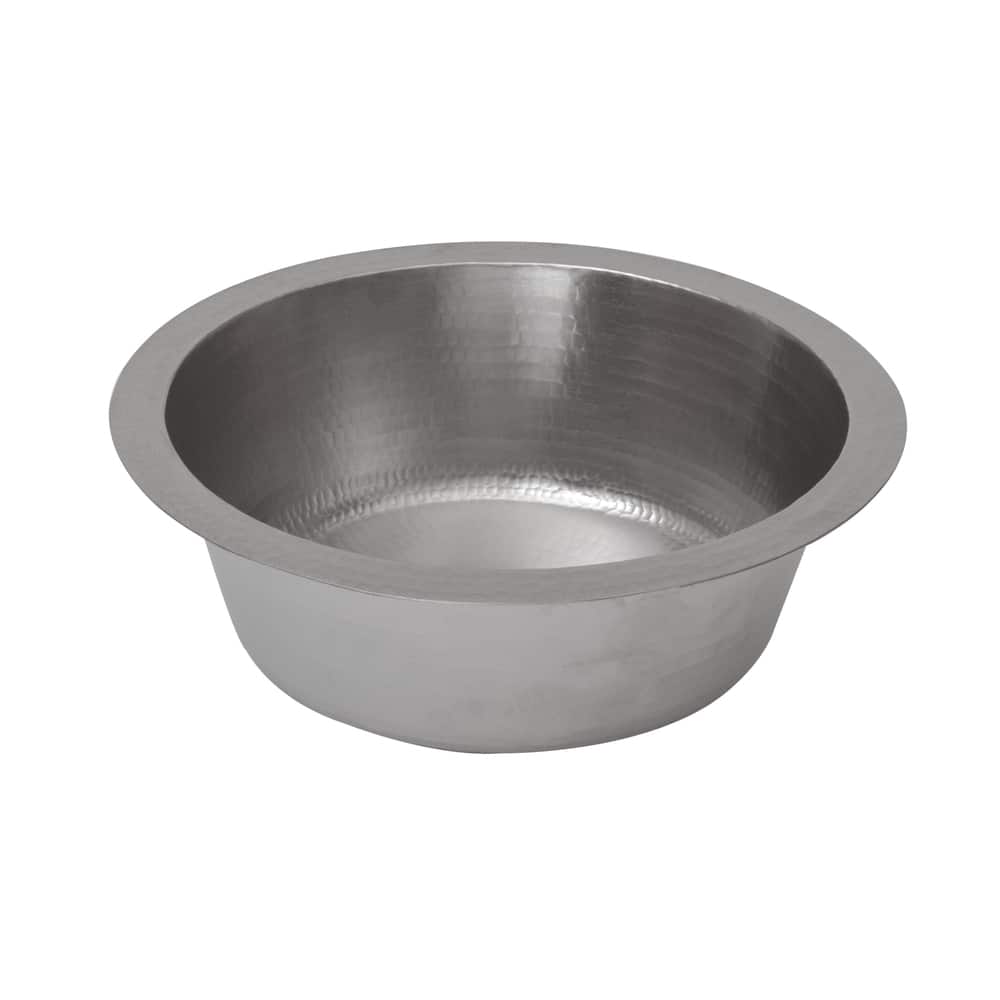 14-inch Round Hammered Copper Prep Sink in Nickel (BR14EN3)