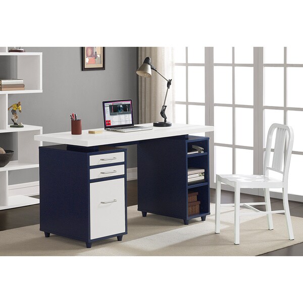 navy l shaped desk