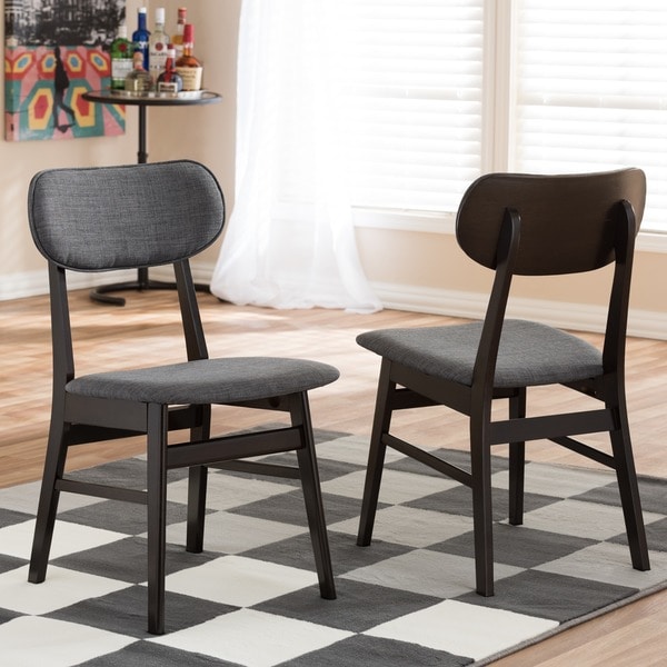 Shop MidCentury Gray Fabric 2piece Dining Chair Set by Baxton Studio Free Shipping Today