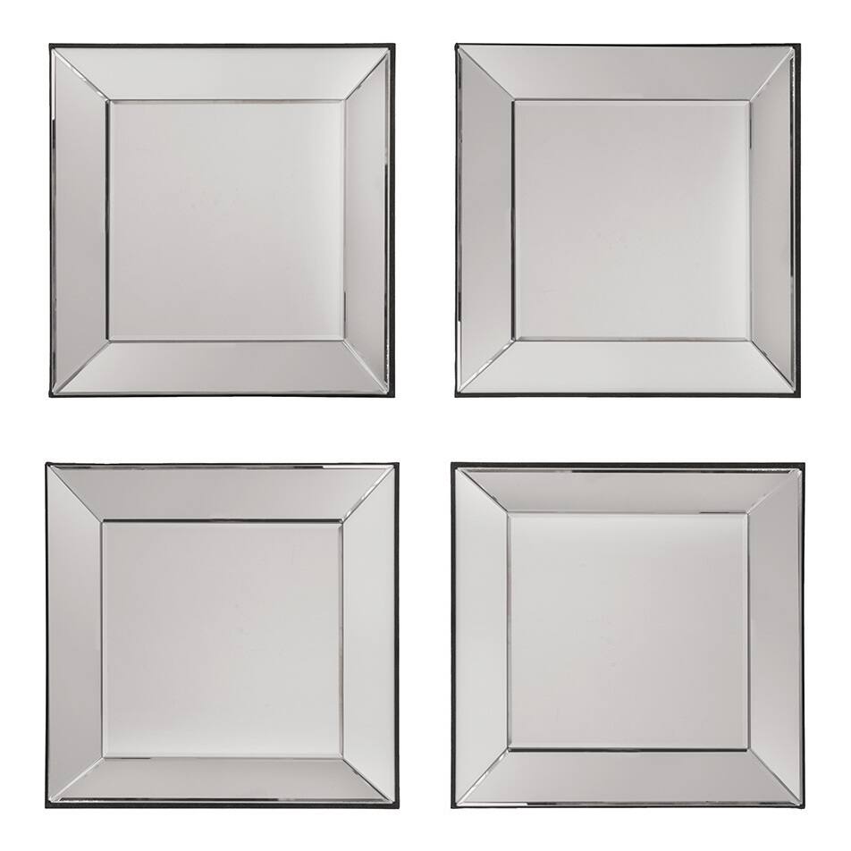 OSP Home Furnishings Decorative Square Wall Mirrors (Set of 4) - Silver - A