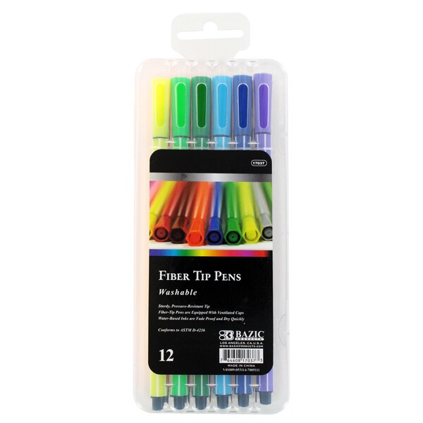 Shop Bazic Washable Fiber Tip Pens Assorted Colors (Pack of 12) - Free ...
