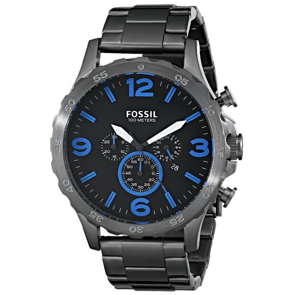 Fossil Mens Nate JR1478 Gunmetal Stainless Steel Quartz Watch