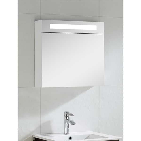 Fine Fixtures Lexington 24 Inch White Mirrored Medicine Cabinet With Led Light Overstock 10173206