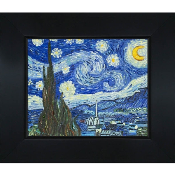 Hand painted starry night shops signed painting on canvas