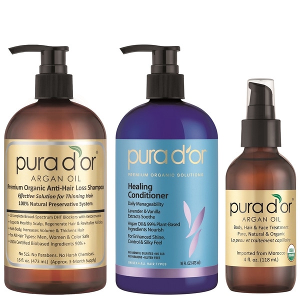 Pura d39;or Premium Organic AntiHair Loss Shampoo, Conditioner and 