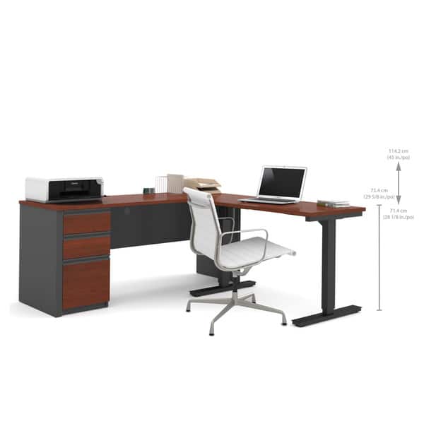 dimension image slide 4 of 3, Bestar Prestige L-Desk including Electric Height Adjustable Table